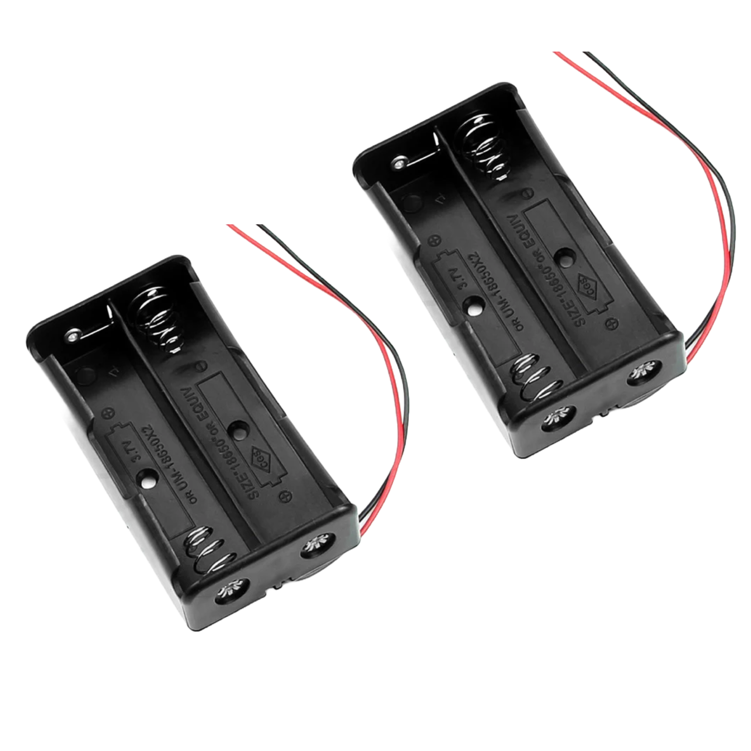18650 3.7V 2 battery holder hard plastic case with wire pack of 10 (3.7V x 2 battery = 7.4Volt)